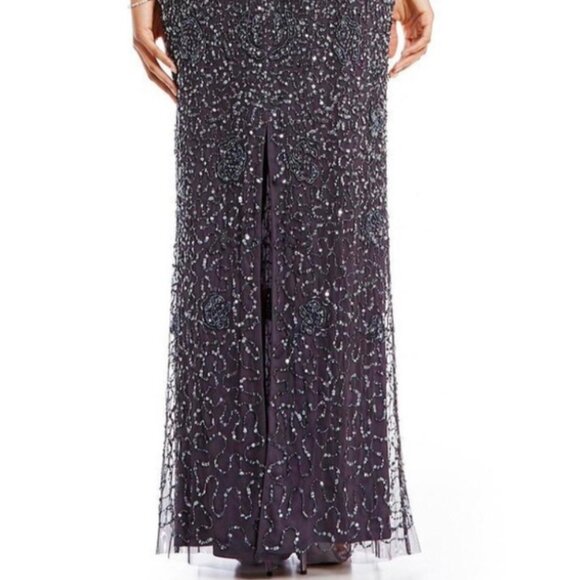 Adrianna Papell Gray Maxi Sequin Evening Gown - Picture 3 of 9
